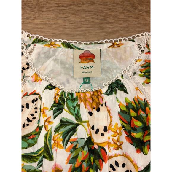 Farm Rio Biriba off white womens cropped fruit print top Size XS NWT - Picture 2 of 5